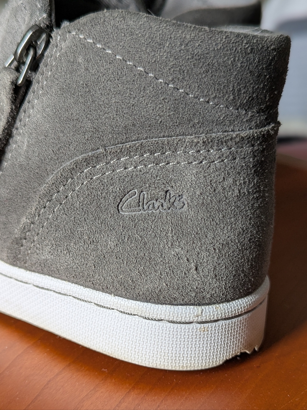Clarks Grey Suede Slip-On Sneaker Booties - Picture 2 of 7